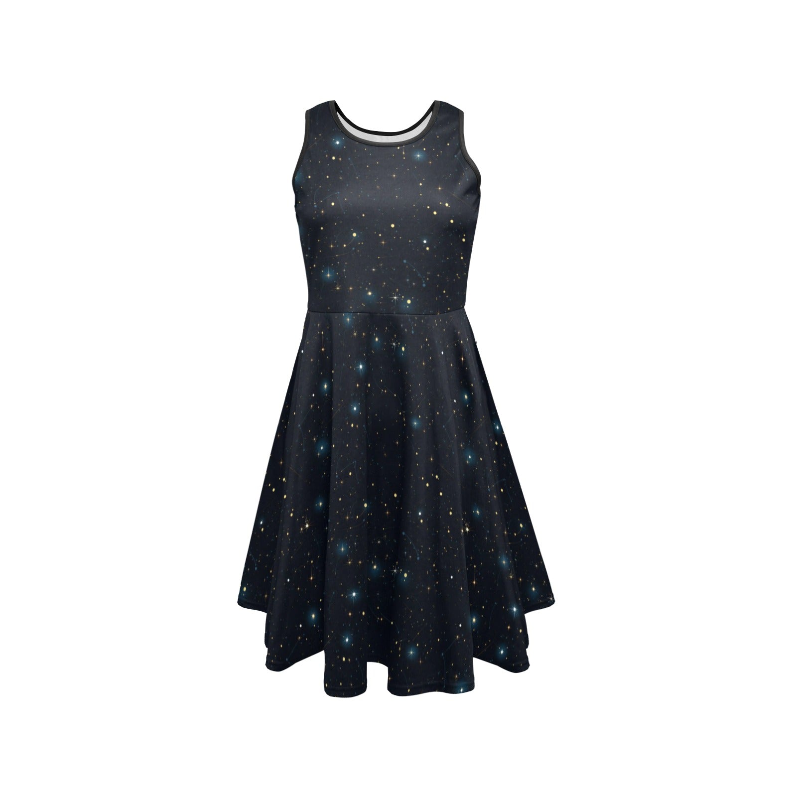 Constellation Midi Dress, Space Galaxy Women Sleeveless Cute Designer Elegant Plus Size Ladies Expansion Cocktail Party Summer Designer - Starcove Fashion