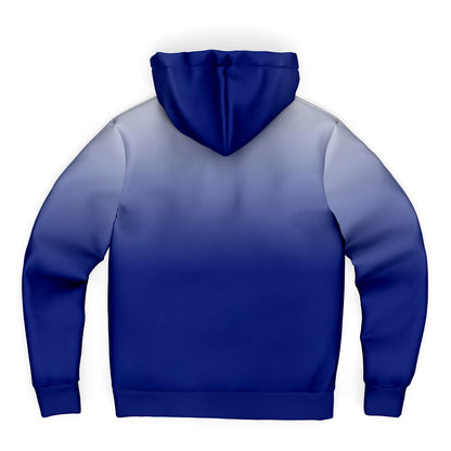 Blue White Ombre Zip Up Fleece Lined Hoodie, Tie Dye Gradient Heavyweight Full Zipper Pocket Men Women Unisex Hooded Sweatshirt Jacket