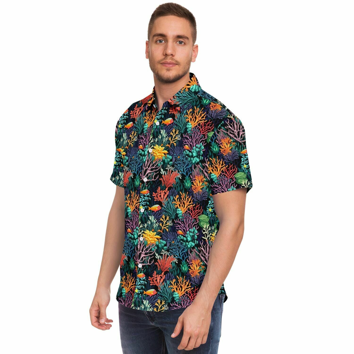 coral mens dress shirt short sleeve Joseph Turner Linen Shirt Short Sleeve