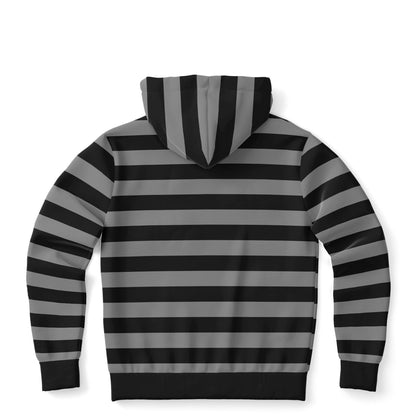 Black Grey Striped Zip Up Hoodie, Gray Stripes Full Zipper Pocket Men Women Unisex Adult Aesthetic Graphic Cotton Fleece Hooded Sweatshirt