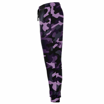 Black Purple Camo Joggers Sweatpants with Pockets, Camouflage Women Men Female Ladies Fleece Comfy Cotton Sweats Pants Loungewear Bottoms