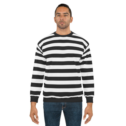 Black and White Striped Sweatshirt, Graphic Crewneck Fleece Cotton Sweater Jumper Pullover Men Women Adult Aesthetic Designer Top