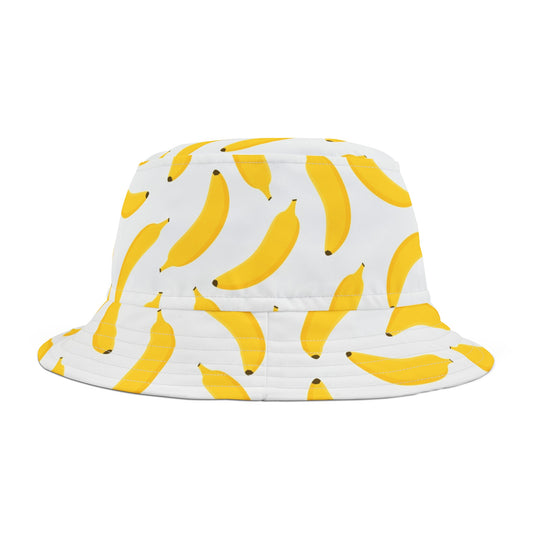 Banana Bucket Cap Hat, White Beach Cool Women Men Golf Retro Vintage Festival Cute Sun Shade Ladies Small Large Golf Guys