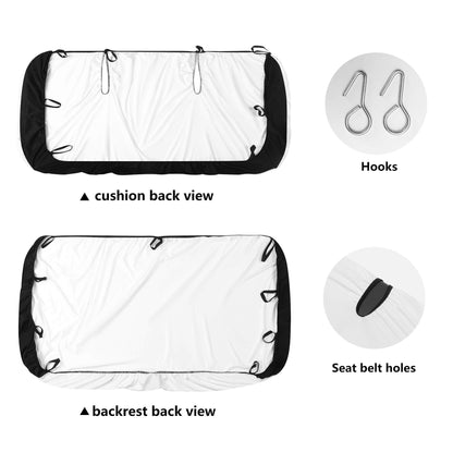 Checkered Front and Back Car Seat Covers Full Set (3 pcs), Black White Check Auto Front Dog Pet Vehicle SUV Universal Protector Men Women