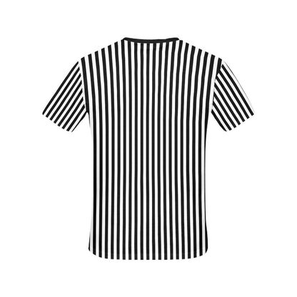 Black White Striped Women Tshirt, Vertical Stripes Ladies Female Designer Adult Graphic Aesthetic Fashion Fitted Crewneck Tee Shirt Top