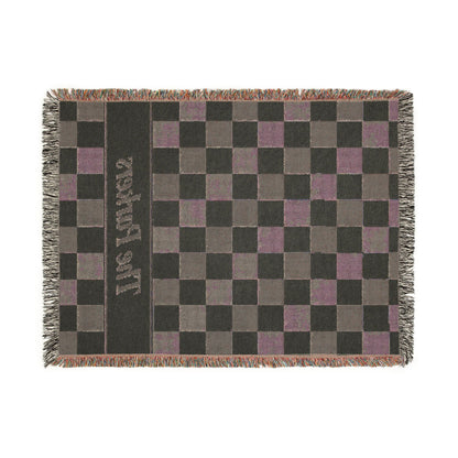 Custom Checkered Couples Woven Blanket Tapestry, Green Sage Throw Family Name Personalized Wedding Anniversary Engagement Cotton Small Large