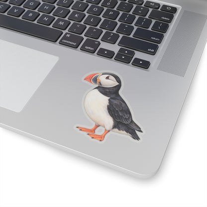 Atlantic Puffin Sticker Decal, Bird Seabird Watercolor Art Vinyl Laptop Cute Waterbottle Tumbler Car Waterproof Bumper 4x4 Clear Die Cut