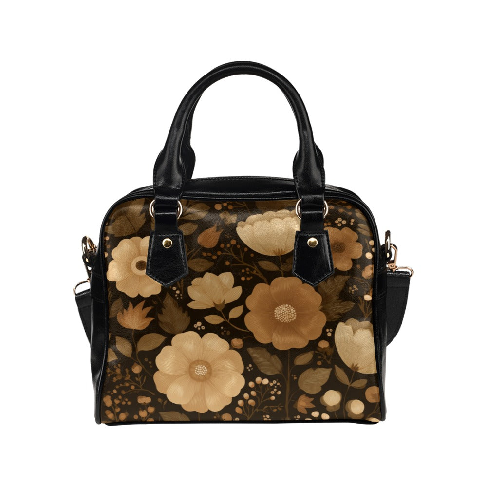 Brown Floral Purse, Flowers Fall Autumn Retro Pattern Cute Small