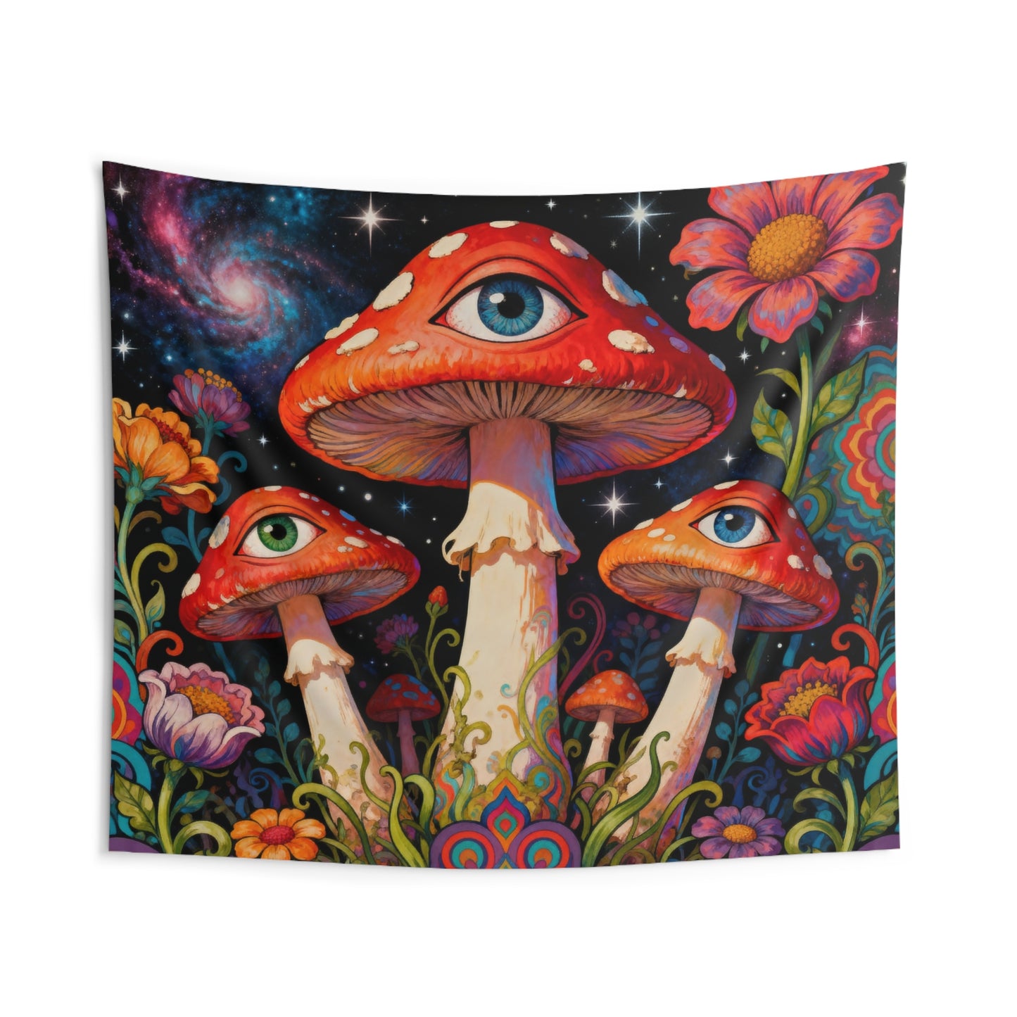 Psychedelic Mushroom Tapestry, Eye Nature Galaxy Wall Art Hanging Cool Unique Landscape Large Small Decor Bedroom College Dorm Room
