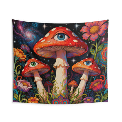 Psychedelic Mushroom Tapestry, Eye Nature Galaxy Wall Art Hanging Cool Unique Landscape Large Small Decor Bedroom College Dorm Room