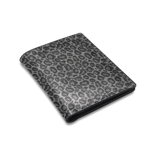 Black Leopard Male Men Wallets, Animal Print Guys Billfold Designer Card Holder Keeper Gents Slim Thin Bi Fold Luxury Minimalist