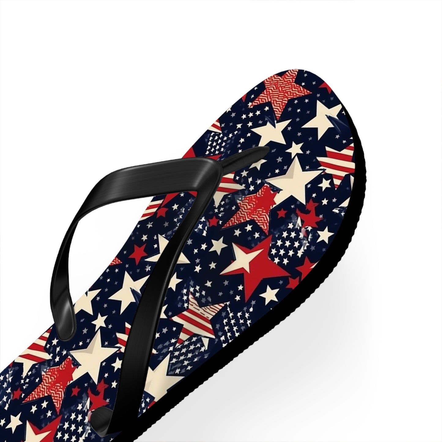 American Flag Stars Flip Flops, Stripes Red White Blue USA Patriotic 4th Comfortable Thong Sandals Woman Men Ladies Beach Print Rubber Shoes Starcove Fashion