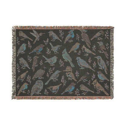 Birds Woven Blanket Tapestry, Birdwatching North American Eagle Owl Backyard Throw Small Large Cotton Small Large Wall Hanging Decorative