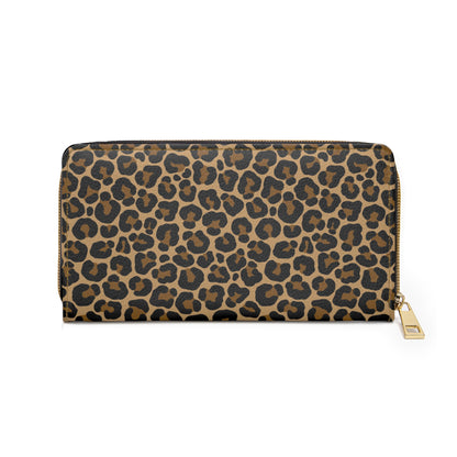Leopard Leather Wallet Women, Animal Print Cheetah Vegan Zipper Zip Around Coins Credit Cards Pocket Cash Ladies Female Pouch Clutch Purse