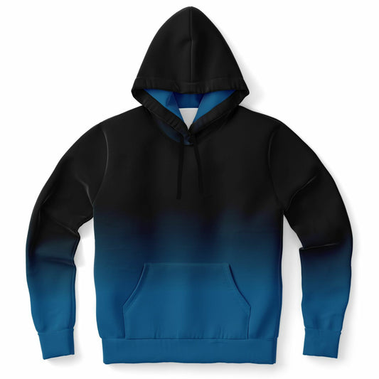 Black Blue Ombre Hoodie, Tie Dye Gradient Pullover Men Women Adult Aesthetic Cotton Hooded Sweatshirt with Pockets Designer Plus Size