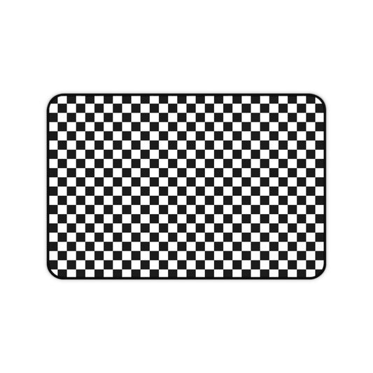 Checkered Desk Mat, Black White Check Gaming Mouse Pad Art Small Extra Large Wide Big XL Long Keyboard Unique Office Computer Laptop