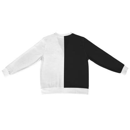 Half Black Half White Men Cardigan, Color Block 2 Tone Male Sweatshirt Sweater Long Sleeve Plus Size V Neck Lightweight Button Up Jumper Top