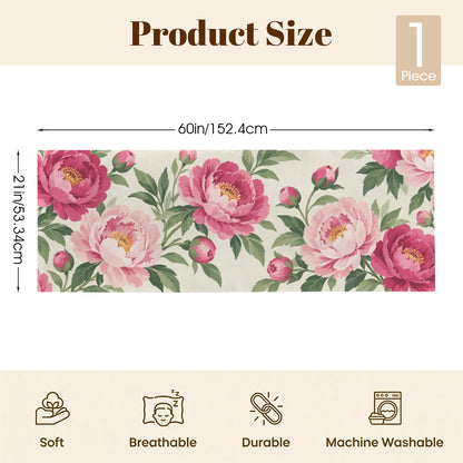 Pink Peony Floral Body Pillow Case,  Flowers Boho Blush Botanical Green Red Long Large Bed Accent Pillowcase Print Throw Decorative Cover