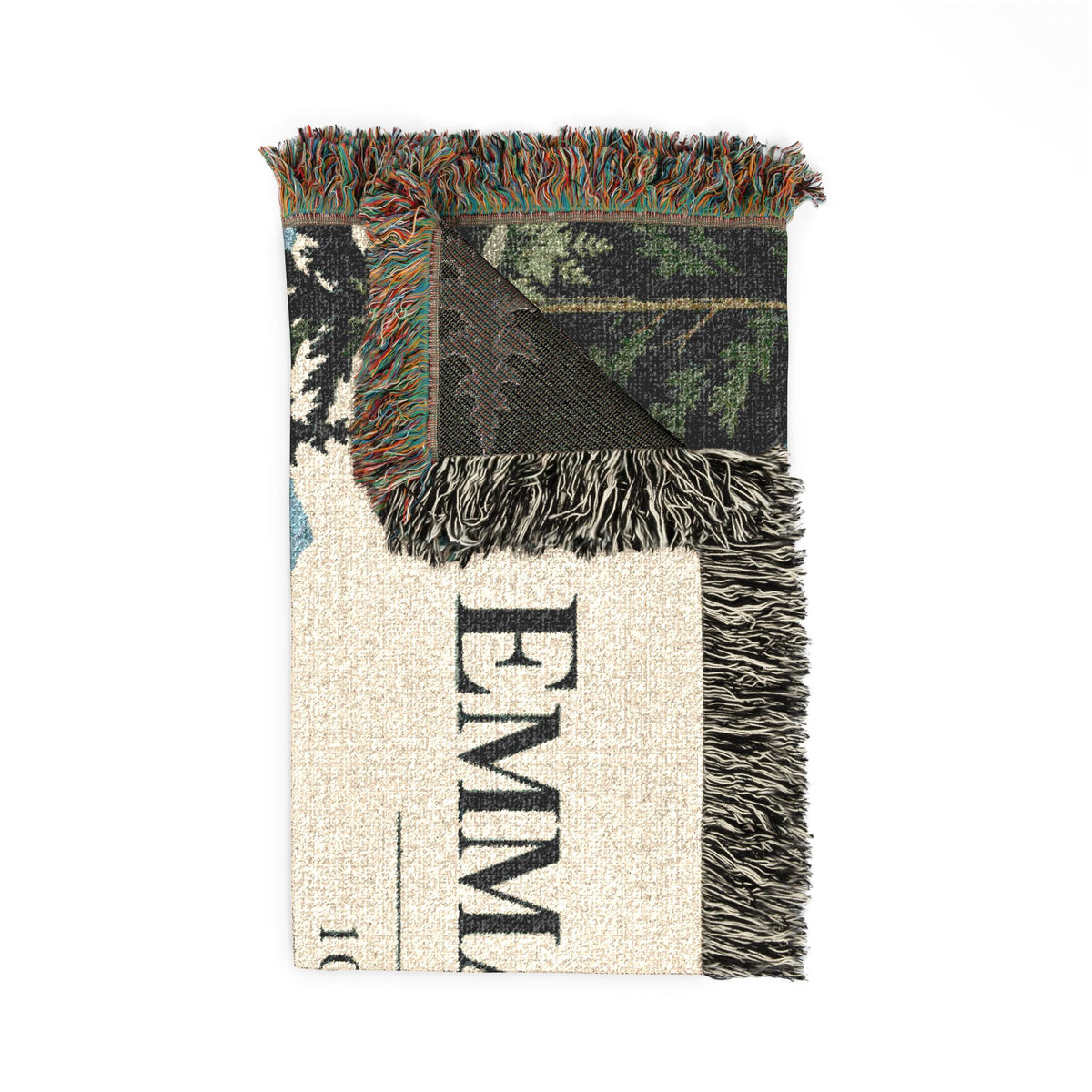 Custom Couples Blanket Throw Blanket Tapestry, Personalized Family Name Mountain Nature Cotton Fringe Small Large Bed 50x60 Wall Hanging