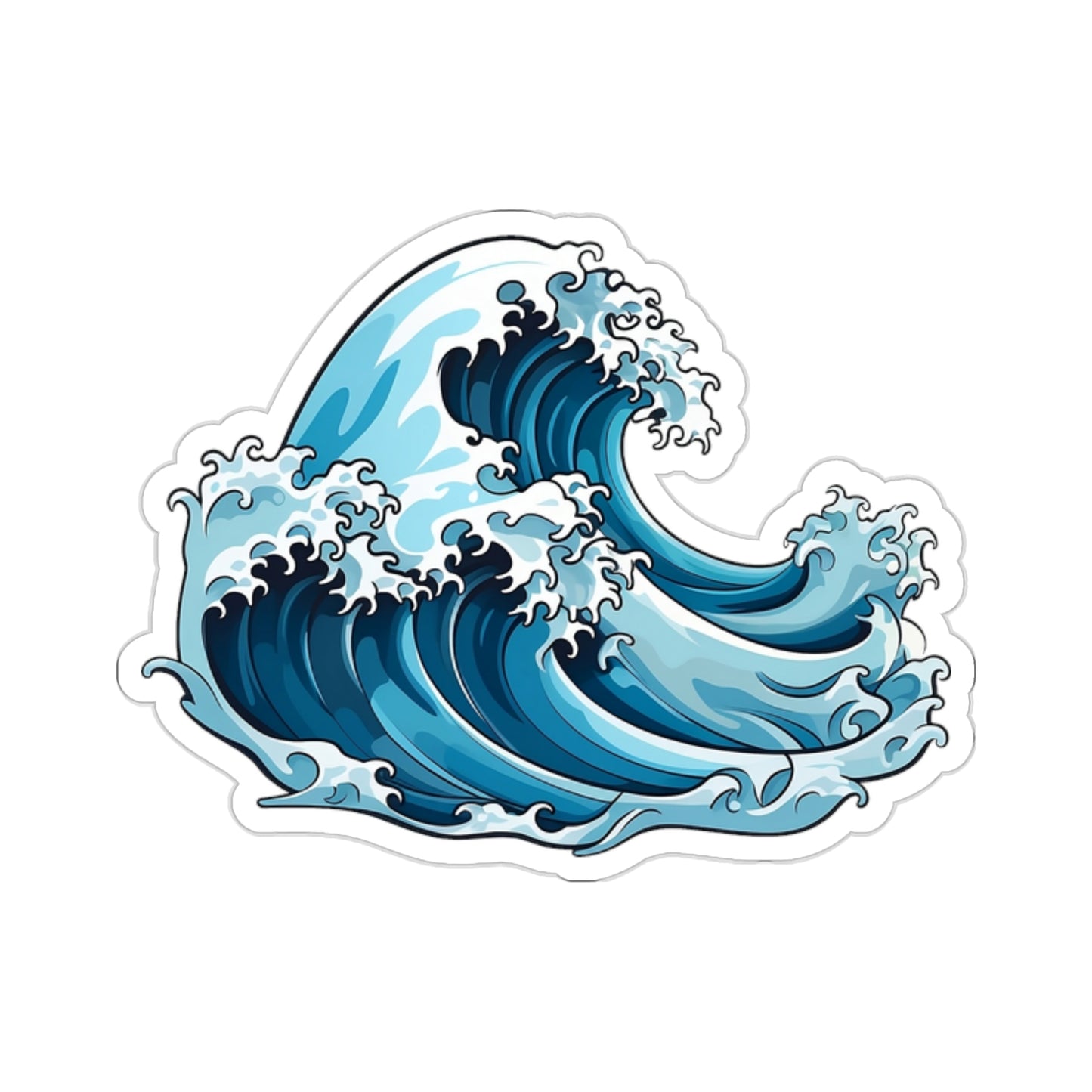 Ocean Wave Sticker Decal, Sea Japanese Art Vinyl Laptop Cute Waterbottle Tumbler Car Waterproof Bumper Clear Aesthetic Die Cut Wall