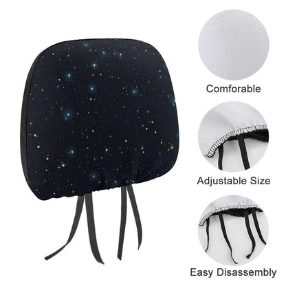 Constellation Car Seat Headrest Cover, Cosmic Galaxy Space Stars Truck Suv Van Vehicle Accessory Auto Decoration Protector New Car Gift