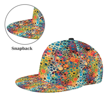 Psychedelic Snapback Hat Cap, Trippy Funky Dots Art Vintage Ball Dad Mom Trucker Men Women Male Ladies Stylish Designer  Adjustable Unisex
