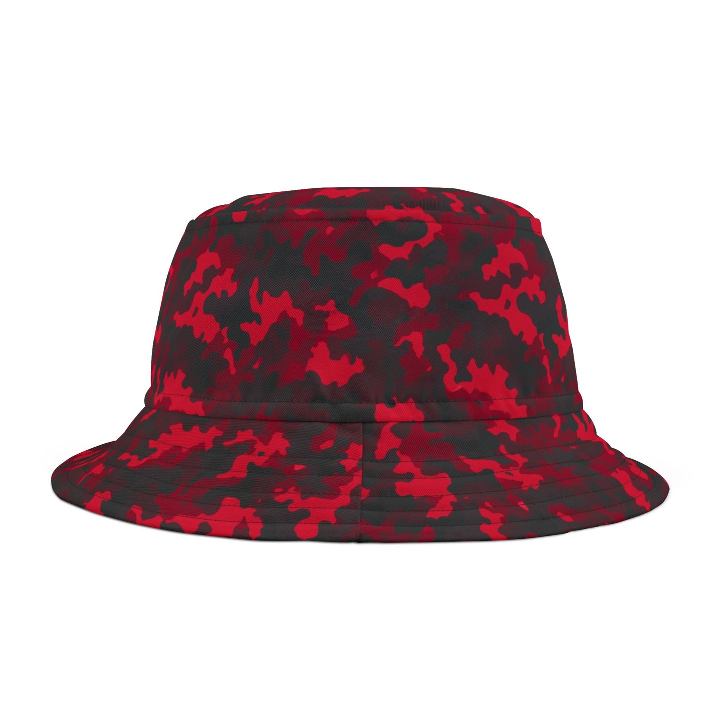 Red Camo Bucket Cap Hat, Black Camouflage Beach Women Men Kids Golf Summer Festival Cute Designer Sun Shade Ladies Small Large Guys