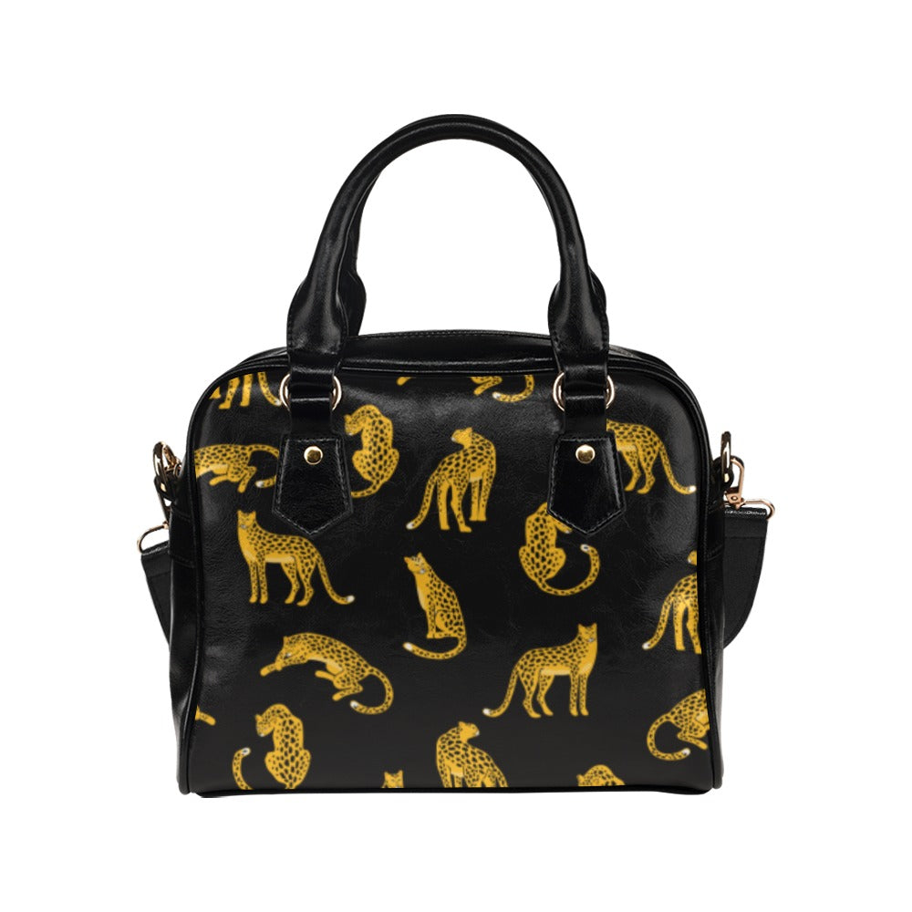 Leopard Purse, Animal Cheetah Gold Print Panther Puma Pattern Cute Small Shoulder Bag Vegan Leather Women Designer Handbag Crossbody
