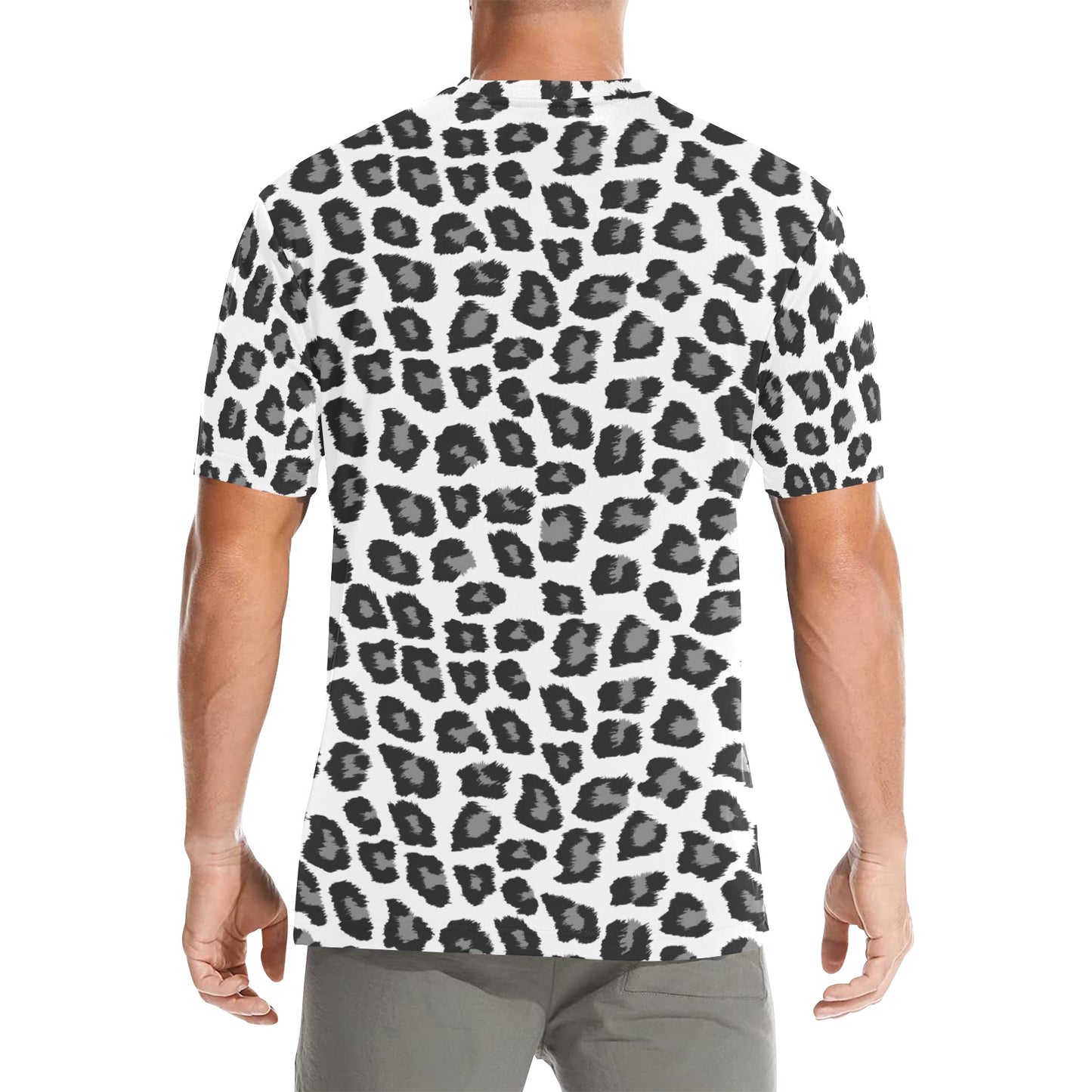 Leopard Print Animal Pattern Tshirt, Black White Designer Graphic Aesthetic Lightweight Summer Crewneck Men Male Women Tee Top Short Sleeve