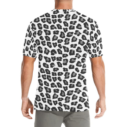 Leopard Print Animal Pattern Tshirt, Black White Designer Graphic Aesthetic Lightweight Summer Crewneck Men Male Women Tee Top Short Sleeve