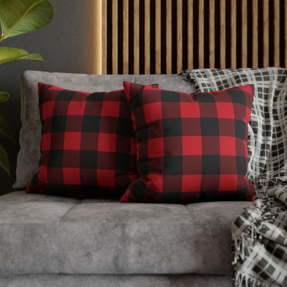 Red Buffalo Plaid Pillow Case, Black Check Square Christmas Throw Decorative Cover Decor Bedding Bed Accent Couch Sofa Bedroom