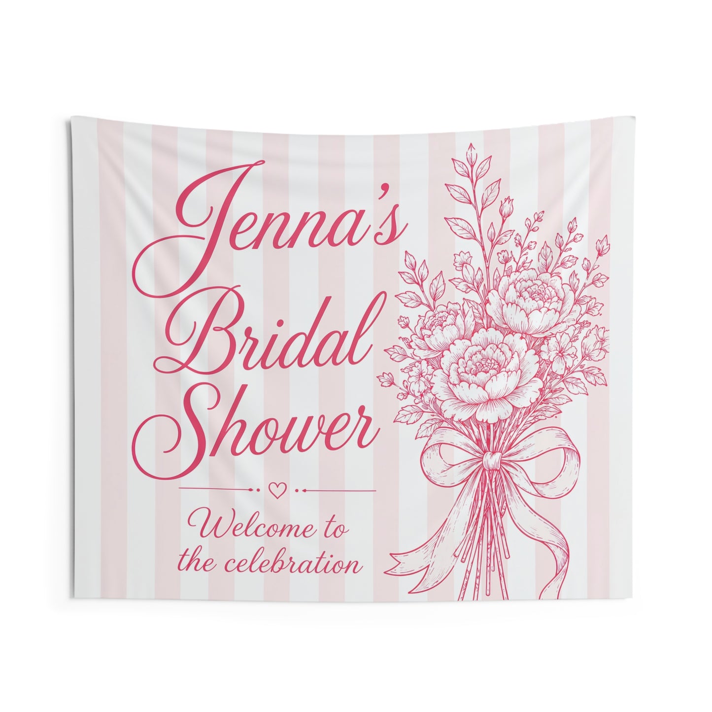 Custom Bridal Shower Tapestry, Personalized Bride to Be Pink Welcome Backdrop Floral Wall Art Hanging Landscape Large Small Decor Banner - Starcove Fashion