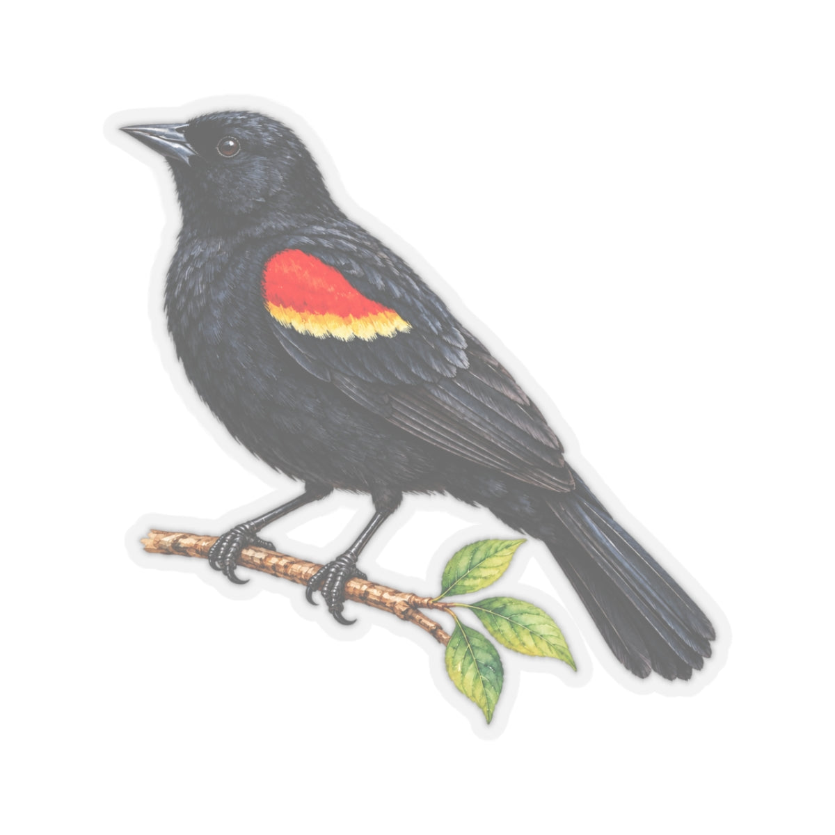 Red-Winged Blackbird Bird Sticker Decal, Birdwatcher Wetland Watercolor Art Vinyl Laptop Waterbottle Tumbler Car Waterproof Bumper Clear Die Cut