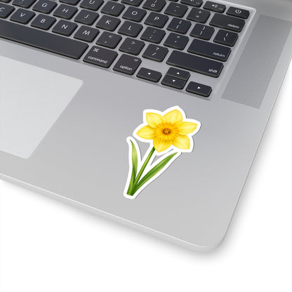 Yellow Daffodil Flower Sticker Decal, Blossom Floral Watercolor Art Vinyl Cute Waterbottle Tumbler Car Waterproof Bumper Clear Die Cut Wall - Starcove Fashion