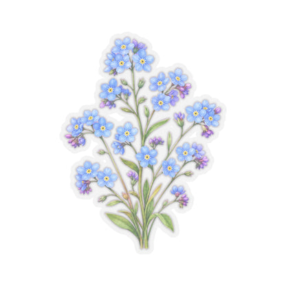 Blue Forget Me Not Flower Sticker Decal, Floral Watercolor Art Vinyl Cute Waterbottle Tumbler Car Waterproof Bumper Clear Die Cut Wall - Starcove Fashion