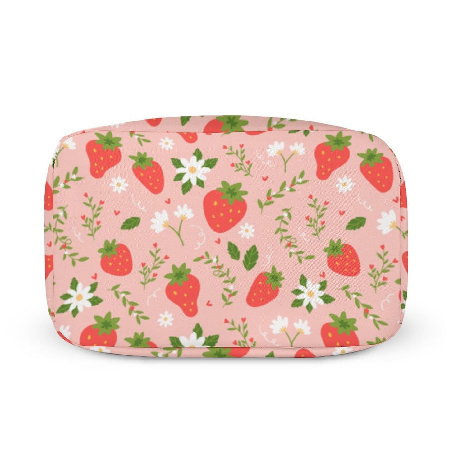 Strawberry Insulated Lunch Box Bag Tote, Pink Summer Fruit Floral Flowers Cute Food Container Adult Kids Women Teens Men School Work Handbag - Starcove Fashion