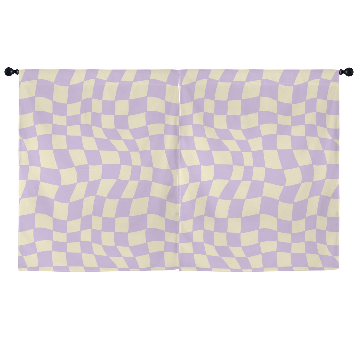 Checkered Window Curtain, Pink Cream Check Kitchen Living Room Bedroom Bathroom Fabric Rod Pocket Decor Housewarming Home 63 Inch