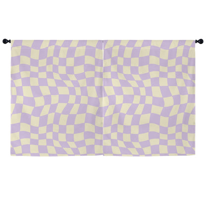 Checkered Window Curtain, Pink Cream Check Kitchen Living Room Bedroom Bathroom Fabric Rod Pocket Decor Housewarming Home 63 Inch