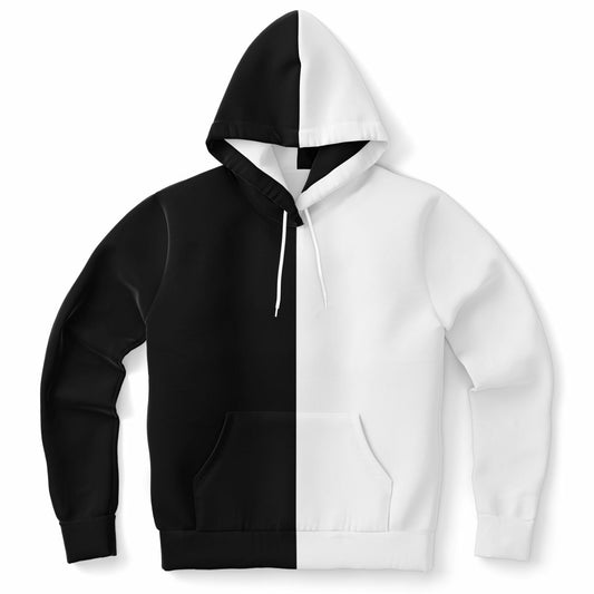 Half Black and Half White Pullover Hoodie, Two Tone Split Color Men Women Guys Male Adult Aesthetic Cotton Hooded Sweatshirt Pockets
