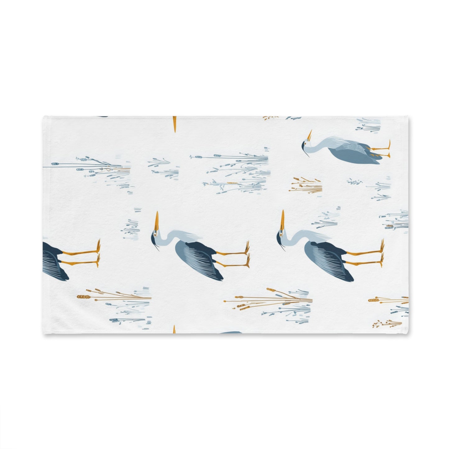 Blue Heron Hand Towel, Coastal Bird Animal Watercolor Guest Bath Softest Bathroom Spa Tea Cotton Kitchen Gift Her Women Sack Linen - Starcove Fashion
