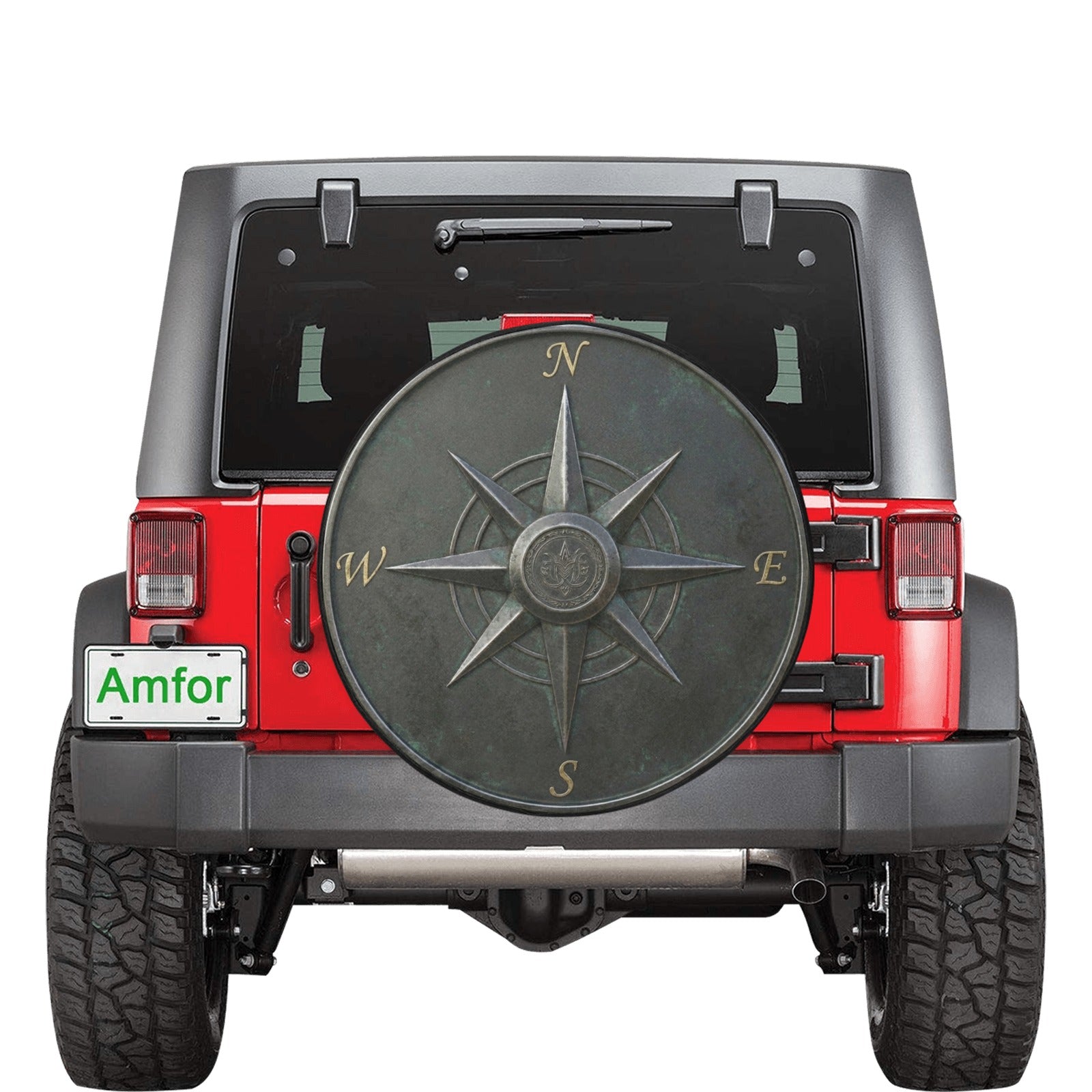 Compass Rose Map Spare Tire Wheel Cover, Navigation Metal Travel Custo ...