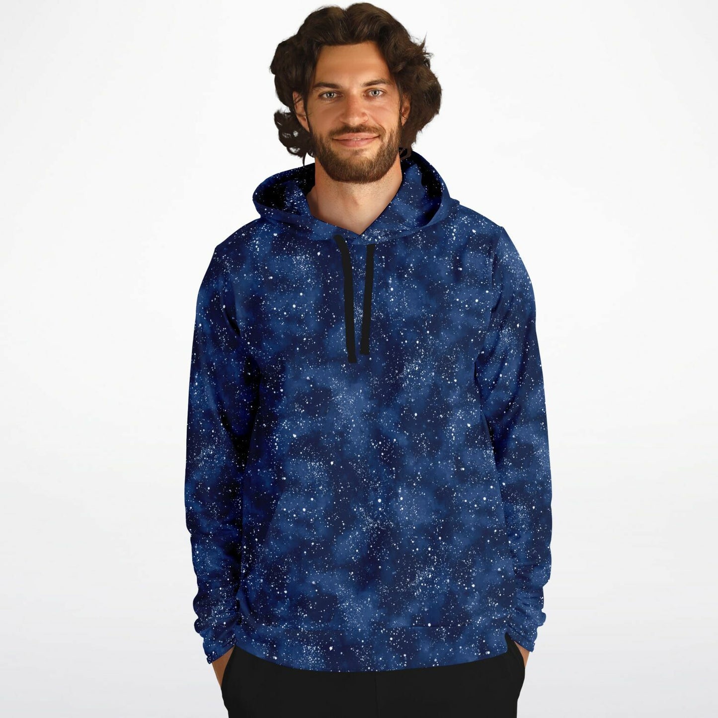 Blue Galaxy Hoodie, Navy Space Stars Pullover Men Women Adult Aesthetic Graphic Cotton Hooded Sweatshirt with Pockets Designer Plus Size - Starcove Fashion