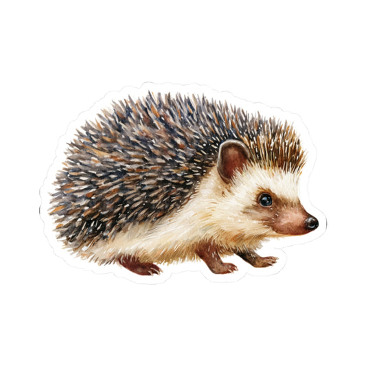 Hedgehog Sticker Decal, Watercolor Animal Wildlife  Cute Art Vinyl Laptop Waterbottle Tumbler Car Waterproof Bumper 4x4 Clear Die Cut Wall