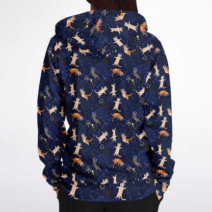 Cats in Space Zip Up Hoodie, Kittens Full Zipper Pocket Men Women Unisex Adult Aesthetic Graphic Cotton Fleece Hooded Sweatshirt - Starcove Fashion