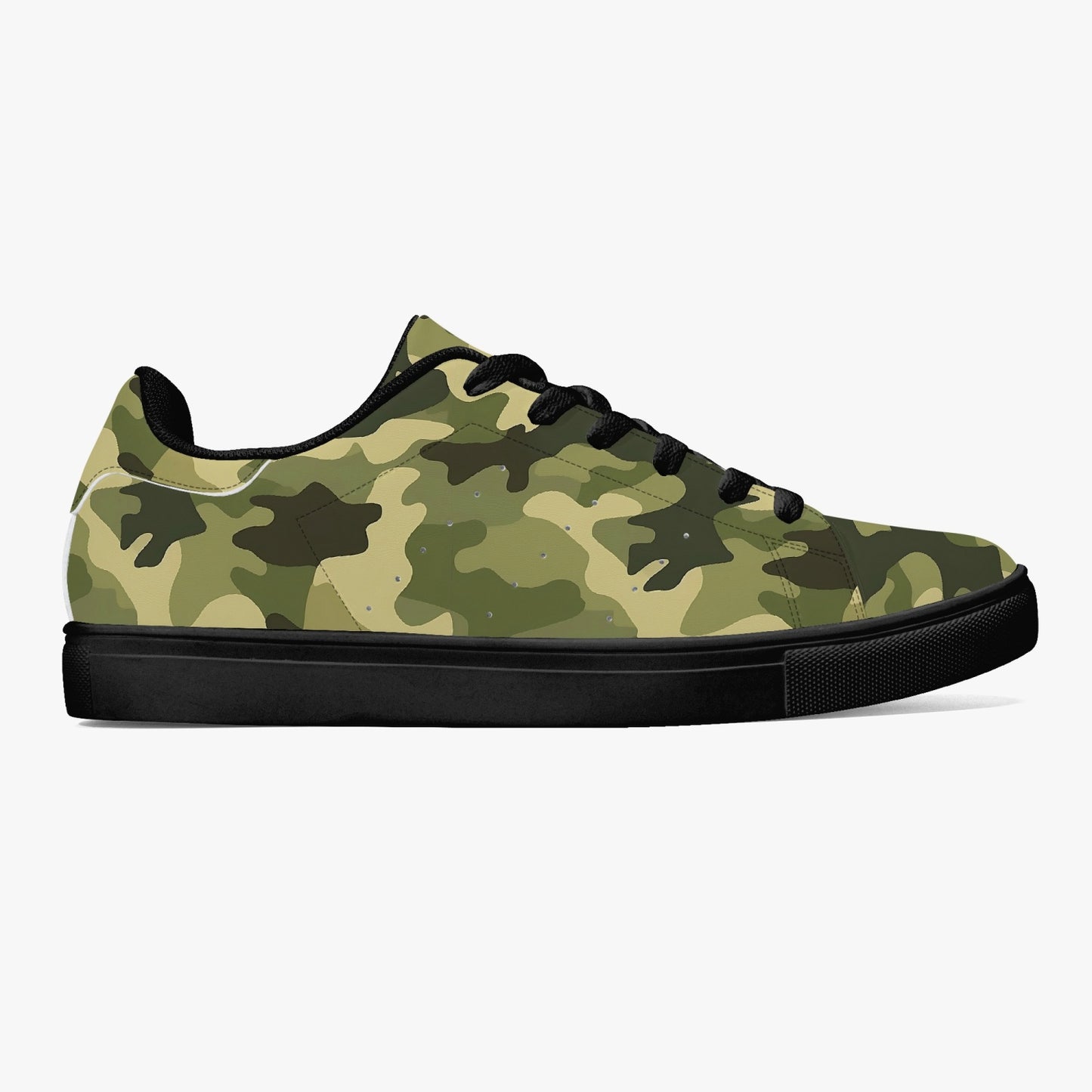 Sage Green Camo Vegan Leather Shoes, Camouflage Olive Men Women Sneakers White Black Low Top Lace Up Designer Casual Starcove Fashion