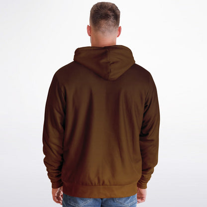 Brown Ombre Zip Up Fleece Lined Hoodie, Gradient Heavyweight Full Zipper Pocket Men Women Unisex Aesthetic Graphic Hooded Sweatshirt Jacket