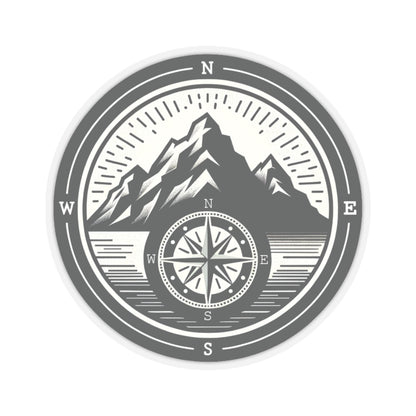 Compass Mountain Sticker Decal, Car Bumper Navigation Art Vinyl Laptop Cute Waterbottle Tumbler Waterproof Clear Aesthetic