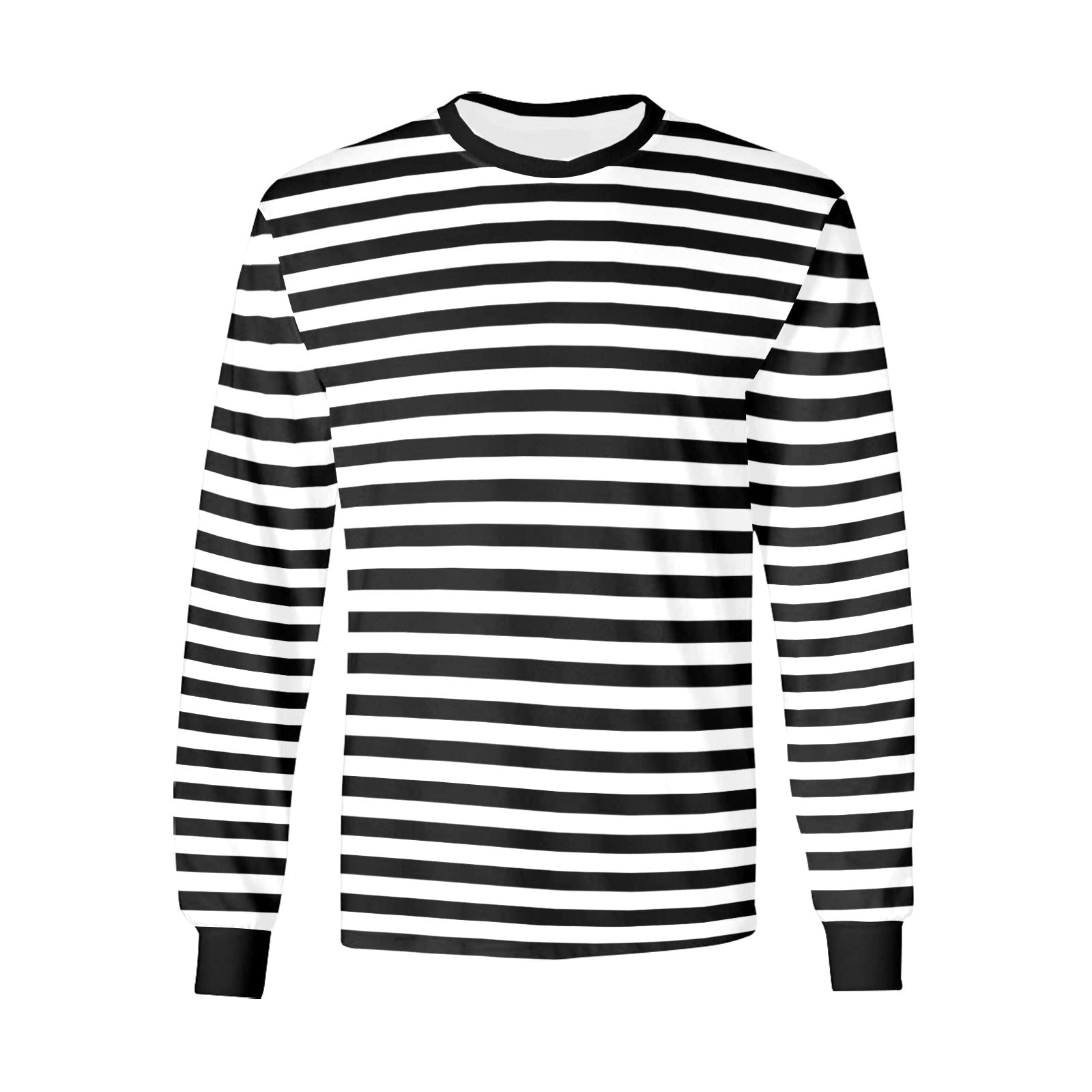 Black White Striped Men Long Sleeve Striped TShirt, Graphic Vintage Eboy Skater Retro Thin Stripes Crewneck Unisex Women Designer Tee - Starcove Fashion