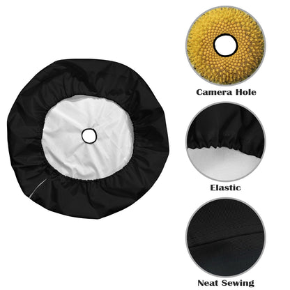 White Daisy Car Spare Tire Cover, Floral Flower Back Rear Extra Wheel Black Camera Hole Unique Women  RV Camper Auto Trailer Motorhome - Starcove Fashion