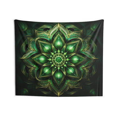 Green Mandala Tapestry, Wall Art Hanging Cool Unique Landscape Aesthetic Large Small Decor Bedroom College Dorm Room